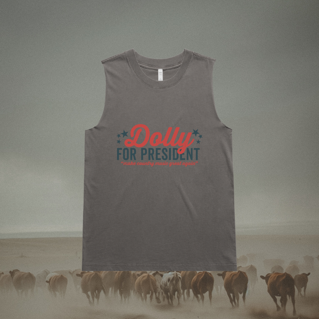 Dolly For President Ladies Faded Tank