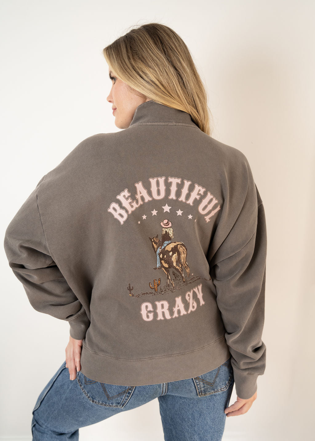Beautiful Crazy Ladies Quarter Zip Sweater