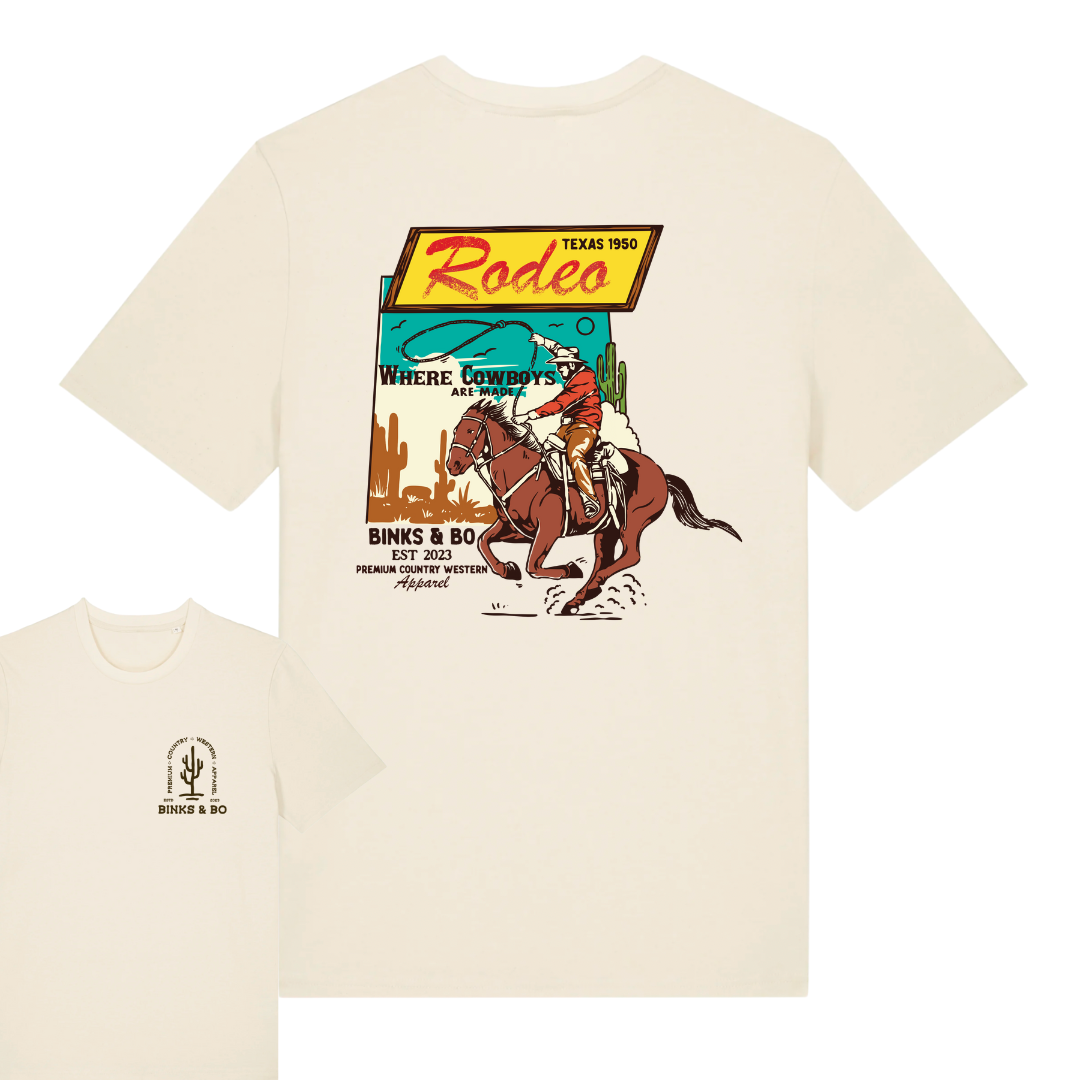 'Texas Rodeo, Where Cowboys Are Made' Organic Cotton T-Shirt