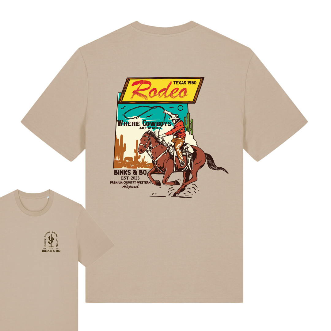 'Texas Rodeo, Where Cowboys Are Made' Organic Cotton T-Shirt