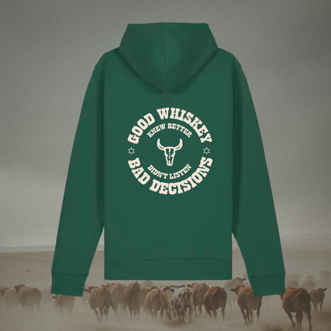 Good Whiskey Bad Decisions Organic Cotton Hoodie