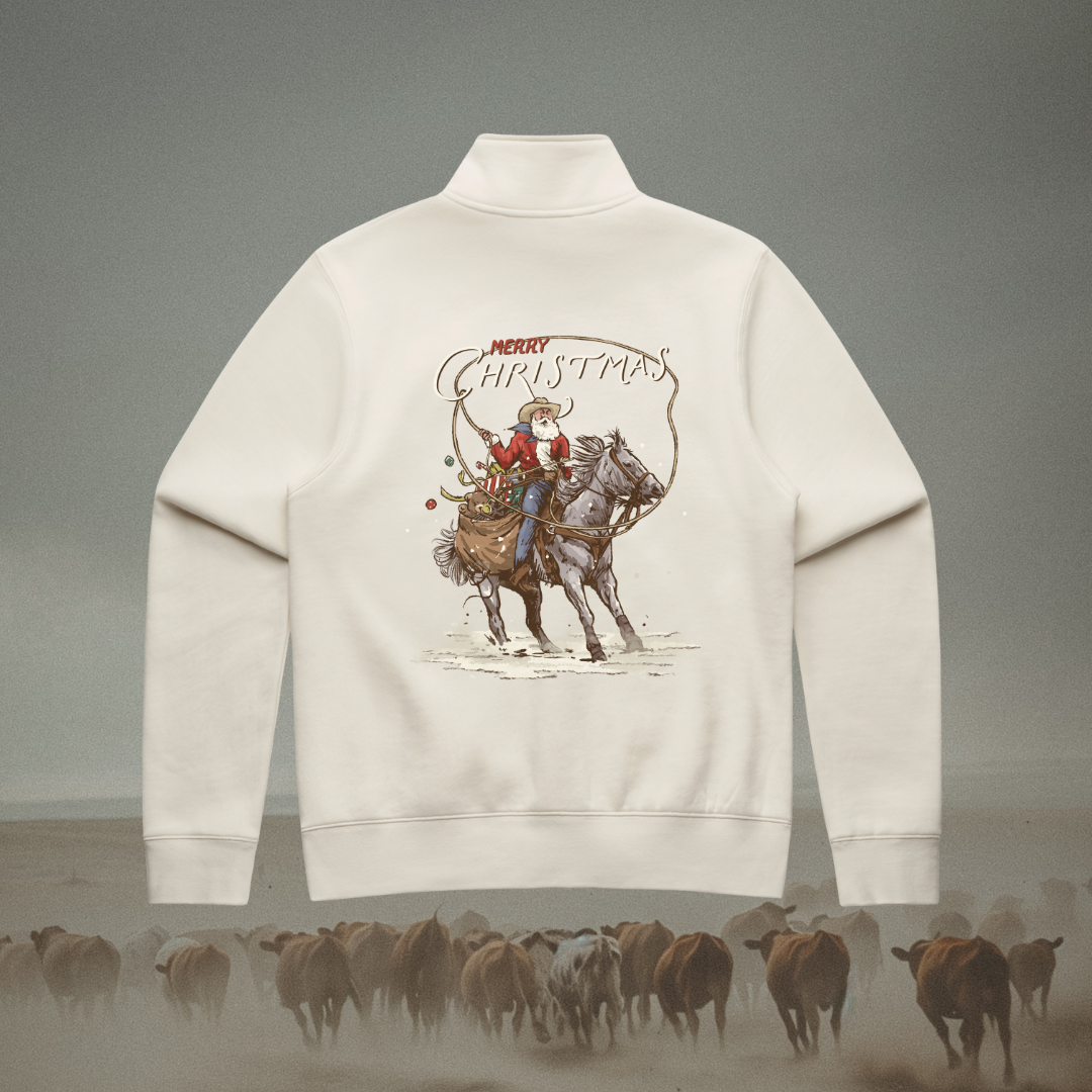 Roping Santa Ladies Quarter Zip