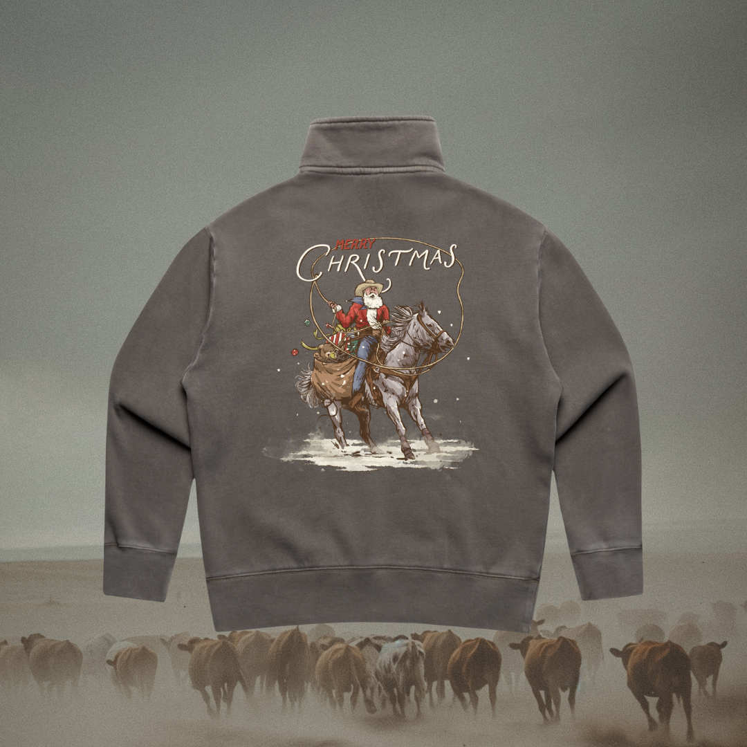 Roping Santa Ladies Quarter Zip