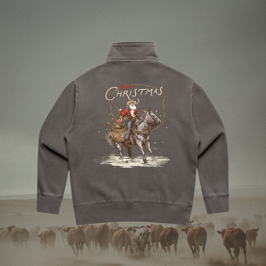 Roping Santa Ladies Quarter Zip