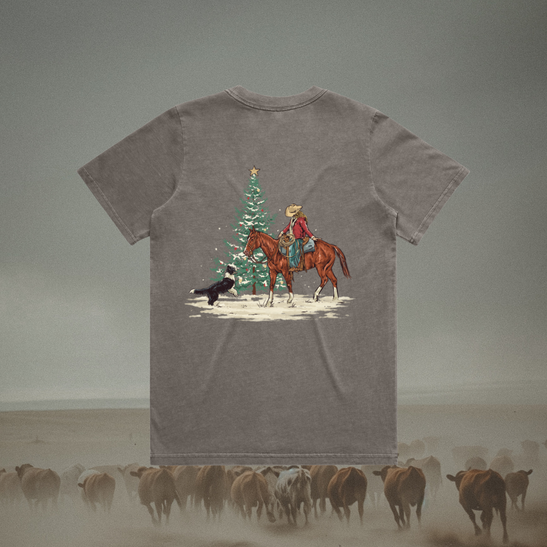 Christmas Cowgirl Ladies Cotton T-Shirt