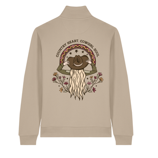 Country Heart Cowgirl Soul Organic Cotton Quarter Zip Sweater