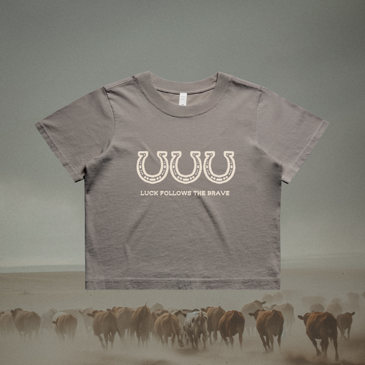 Luck Follow The Brave Faded Crop Tee