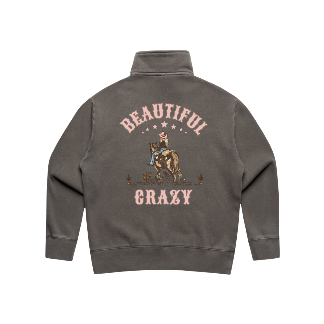 Beautiful Crazy Ladies Quarter Zip Sweater - Premium Cotton