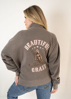 Beautiful Crazy Ladies Quarter Zip Sweater - Premium Cotton