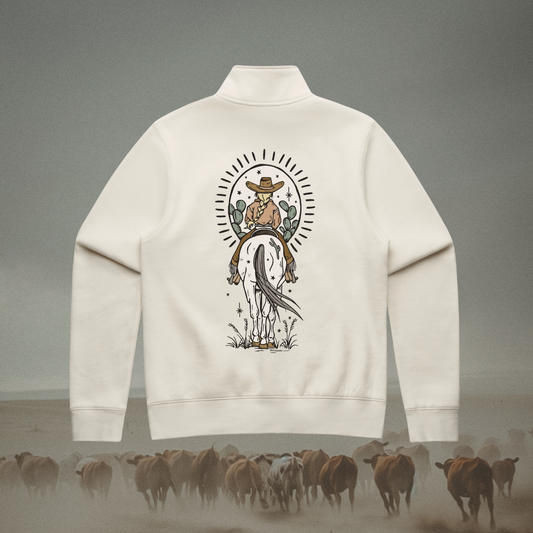 Boho Blonde Cowgirl Ladies Quarter Zip Sweater