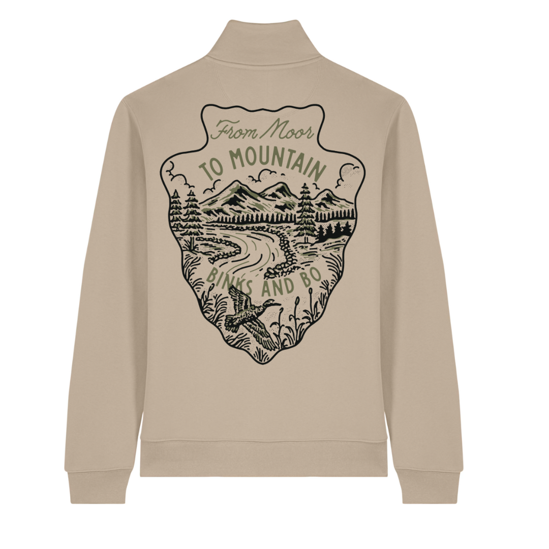 From Moor To Mountain Unisex Arrowhead Quarter Zip Organic Cotton Sweater