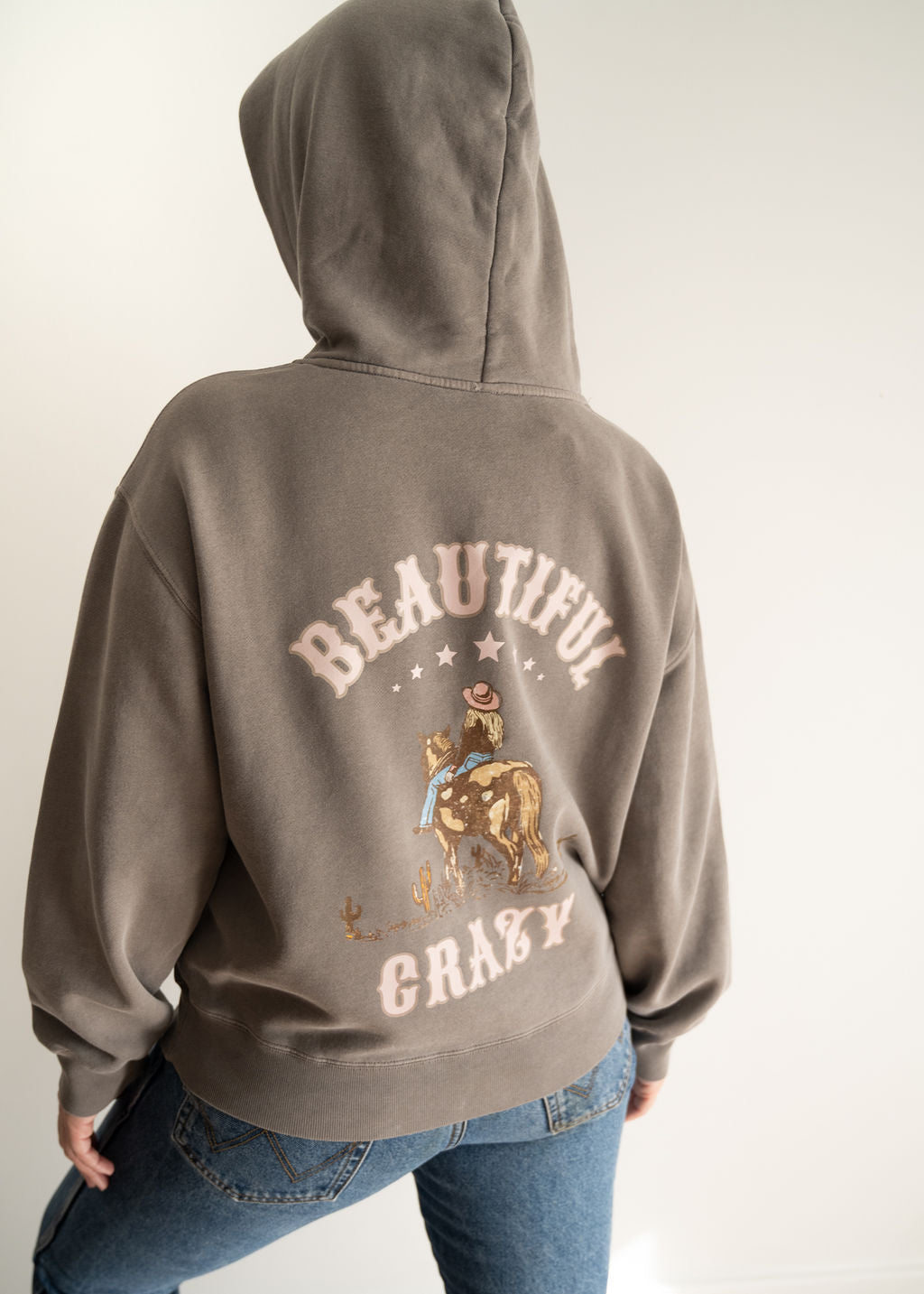 Ladies Faded 'Beautiful Crazy' Hoodie