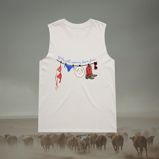 'Girls Just Wanna Have Fun' Womens Faded Tank