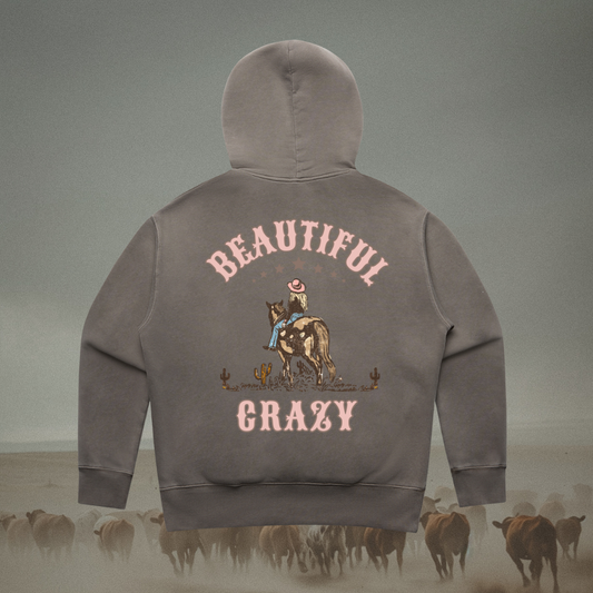 Ladies Faded Beautiful Crazy Hoodie