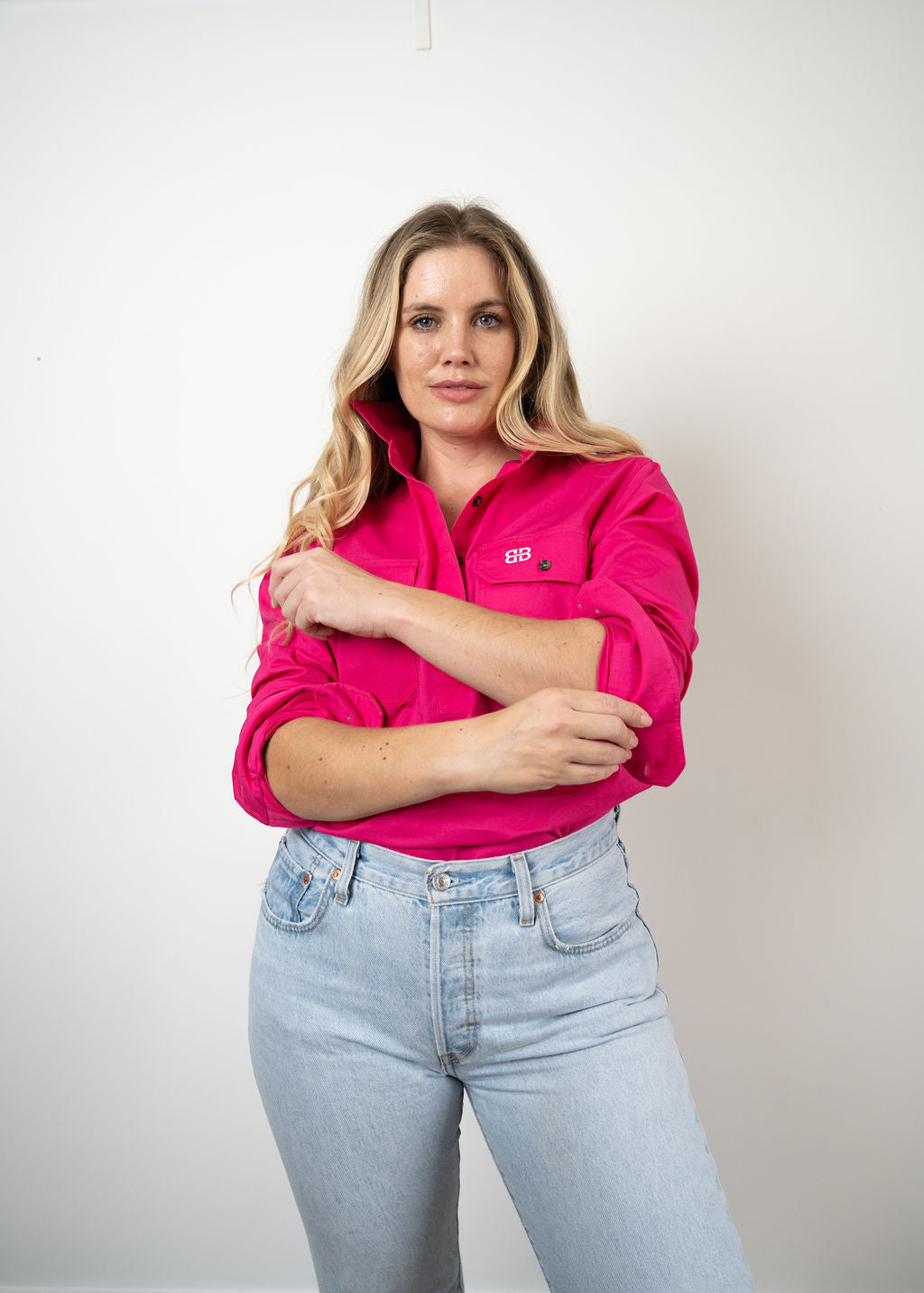 Women's Pink Western Work Shirt