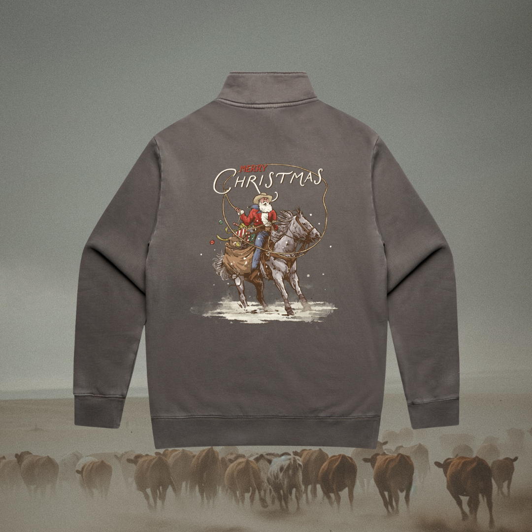 Roping Santa Unisex Quarter Zip