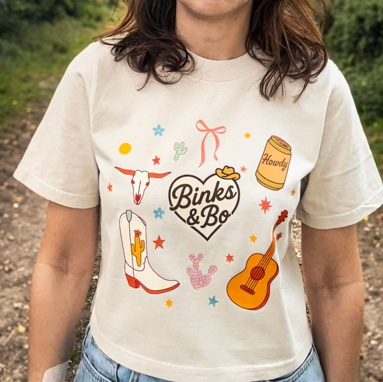 Binks & Bo Heart Faded Crop Tee