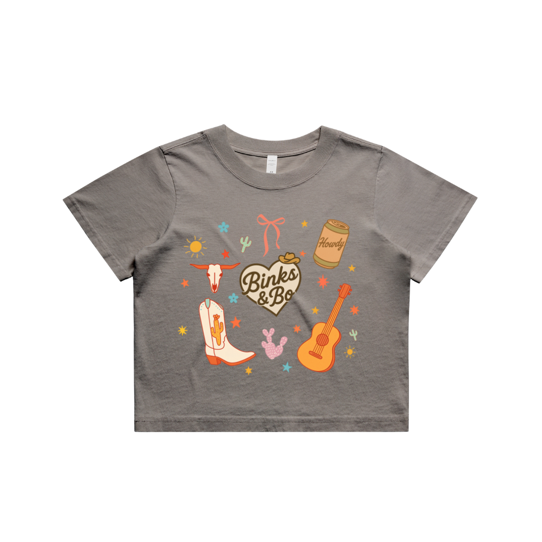 Binks & Bo Heart Faded Crop Tee