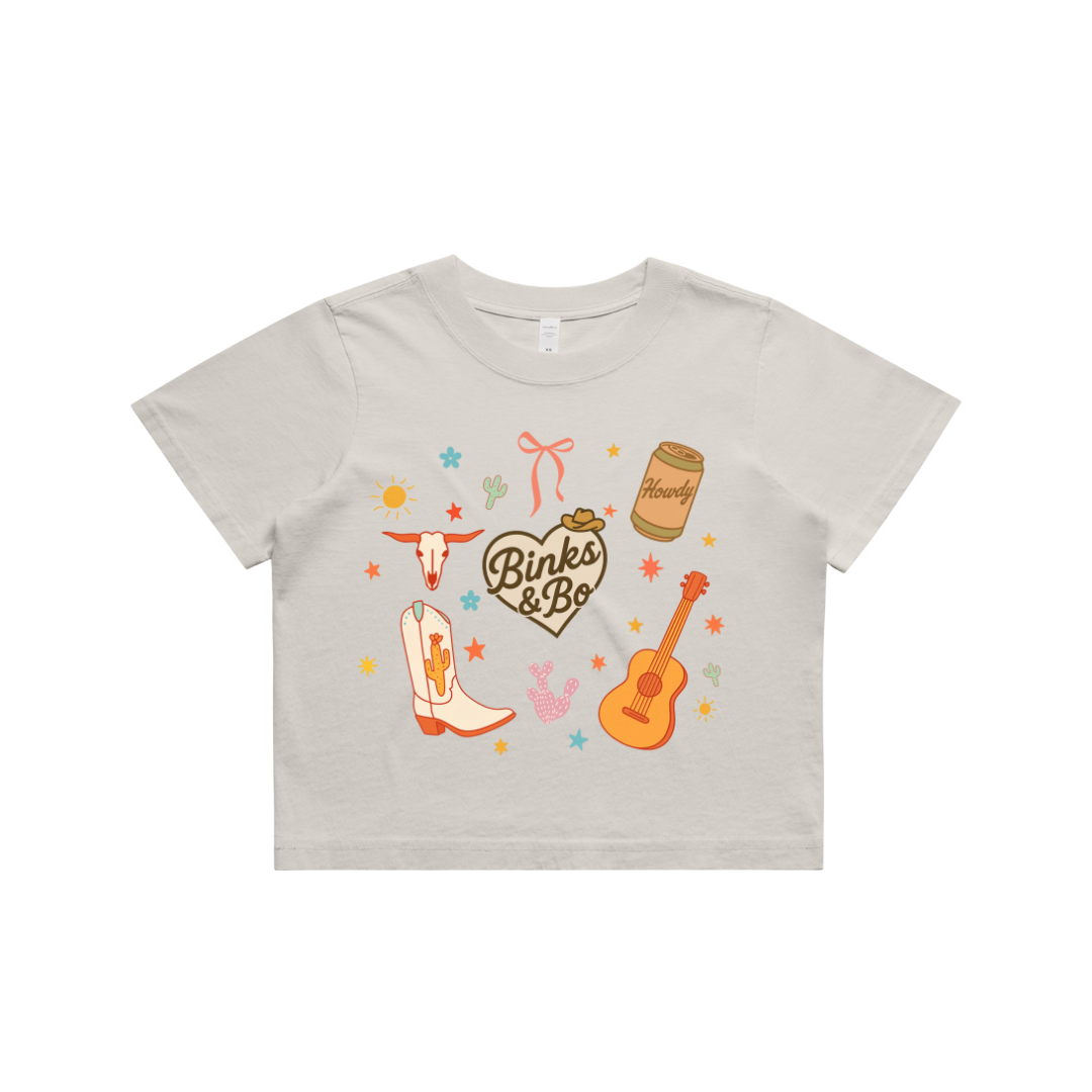 Binks & Bo Heart Faded Crop Tee