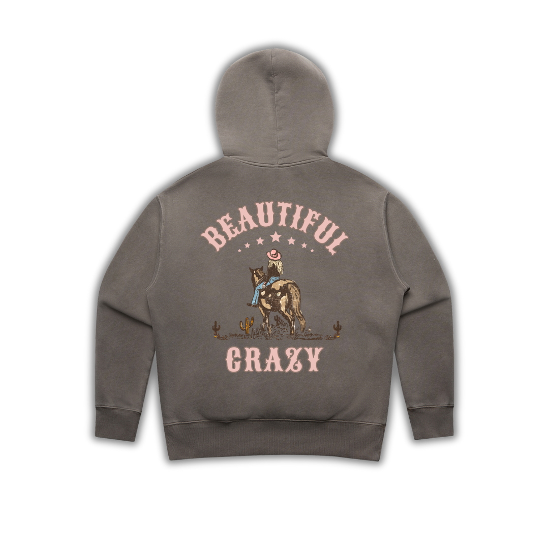 Ladies Faded 'Beautiful Crazy' Hoodie